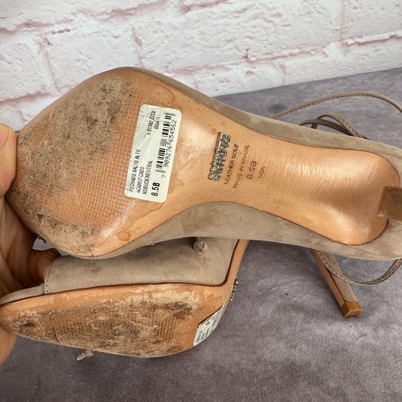 Schutz Suede Gladiator Lace Up Heels Tan 8.5 - Picture 7 of 7